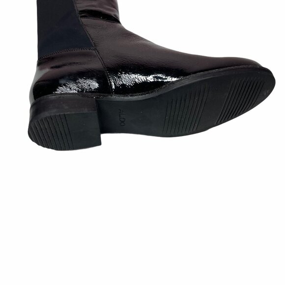 Aldo Byssa Over the Knee Boots Black Pull on Leather Stretch Back 6.5 - Picture 6 of 8
